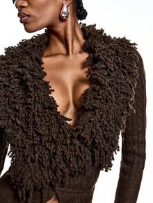 LYSMO 2025 Nuevo Llegado Minimalismo Invierno Mujer Casual unicolor Corbata-Cintura Manga Larga Cárdigan, Viejo Dinero Vibra, Invierno Para Mujeres, Navidad, Año Nuevo, Elegante Para Fiesta, Elegante Mujer, Vintage, Suéteres Para Mujeres - Café integral - Ver 5