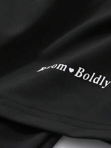 DAZY Tween Girl 字母印花连衣裙和裤子套装，秋装 - 黑色 - 查看 5