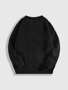 ROMWE Goth Áo len dệt kim mạng nhện dài tay thường ngày cho nữ, Thu/Đông - màu đen - Xem 2