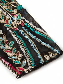 SHEIN Clasi Váy hở vai đính sequin dự tiệc sang trọng cỡ lớn - màu đen - Xem 13