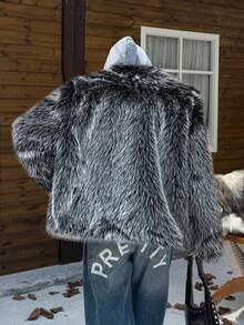 Muchica 女士时尚短款加厚绒外套，冬季 - 米色 - 查看 4