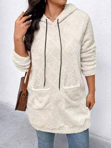SHEIN Lässiger Kapuzenpullover, geeignet für Pendeln und Straßenmode, Große Größen, Herbst/Winter - Khaki - Übersicht 1