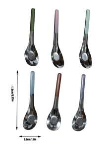 Joivida 3件/6件装不锈钢勺子，锭形勺，小饭勺，加深勺，餐具，韩式汤匙，圣诞节，情人节 - 彩色 - 查看 9