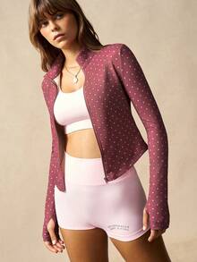 VARSIVA Luźna, dopasowana kurtka sportowa damska z długim rękawem i zapięciem na suwak w groszki - Wielokolorowe - Zobacz 8