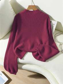 Franclia Maglione oversize casual da donna, semplice tinta unita, scollo a goccia, adatto per uso quotidiano e pendolarismo, autunno/inverno