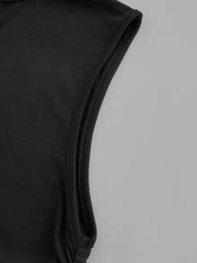 Modmama Top bez rękawów dla kobiet w ciąży w jednolitym kolorze, ze stójką, prosty, swobodny, marszczony - Wielokolorowe - Zobacz 5