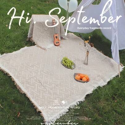 1件装便携式防水可折叠防潮波西米亚印花露营沙滩毯，适合夏季露营、野餐、派对、旅行、情人节蜜月礼物，送给女性的户外装备，露营必备旅行用品，沙滩垫，户外草坪地毯，节日装饰