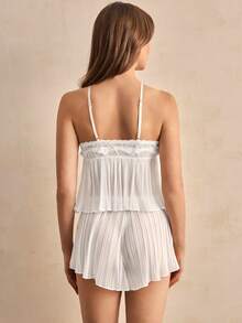 Charlaine Bộ đồ ngủ 2 món gồm áo hai dây và quần ngủ thường ngày cho nữ - trắng - Xem 3