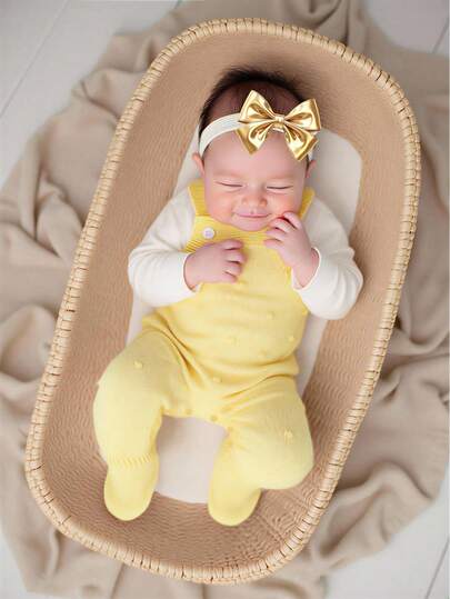 SHEIN 新生婴儿针织毛衣连体衣，时尚可爱，柔软舒适，适合春秋季节，适合日常穿着、外出、旅行、度假、居家、日托和儿童玩耍