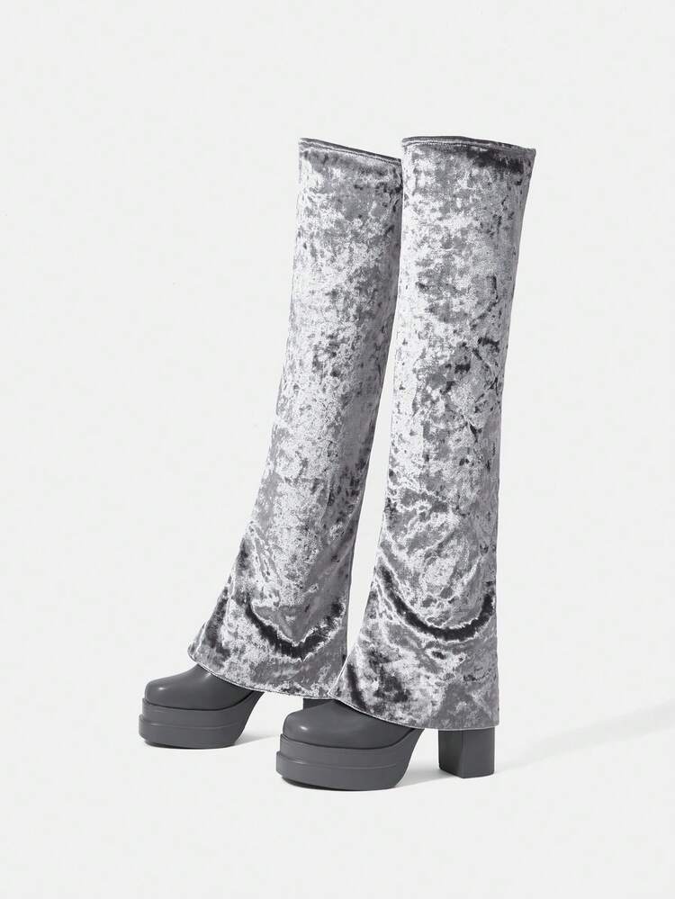 1 Pair Women's Thick Sole Fashionable Over-The-Knee Boots, Versatile For Daily Wear