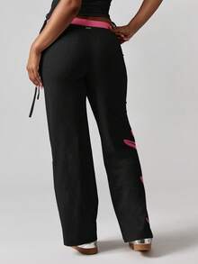 Missguided x Playboy Women's Wide Leg Lounge Pants With Logo Print And Side Pockets - Black - View 2