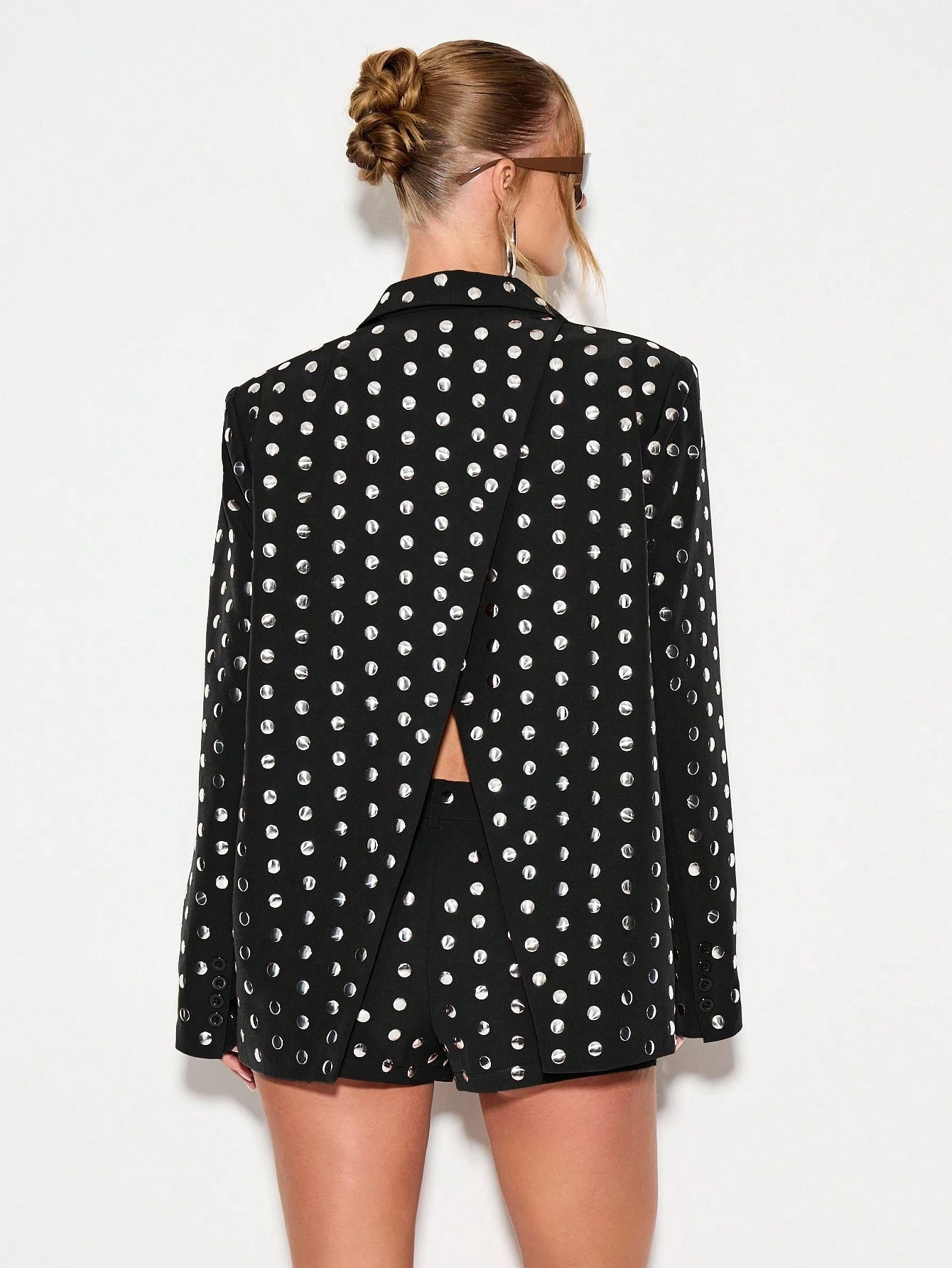 KIZN Studded Oversized Blazer With Padded Shoulders