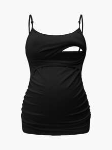 Modmama Pregnant Women Tank Top With Built-In Shelf Bra, Nursing Clothing, White - Black - View 9