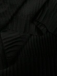 Franclia 女士休闲日常通勤简约纯色落肩宽松套头毛衣，秋冬 - 黑色 - 查看 6