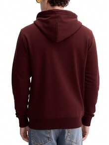 Classic Mens Hoodie Red - Burgundy - View 2