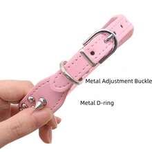 PETSIN Collar de perro con picos, collar de perro de cuero sintético remachado, collar de perro ajustable, adecuado para paseos al aire libre - Multicolor - Ver 3