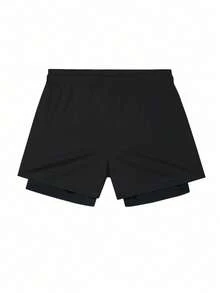 GymBeat 男士黑色运动套装，常规版型，时尚红色几何图案，男士健身短裤，男士运动服，男士训练服套装，男士短袖运动套装，健身套装，运动套装 - 黑色 - 查看 5