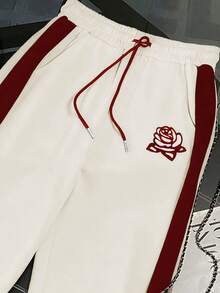 Franclia Regular Dropped Shoulder Hooded Half-Zip Long Sleeve Sweatshirt + Casual Drawstring Ankle Pants - Apricot - View 3