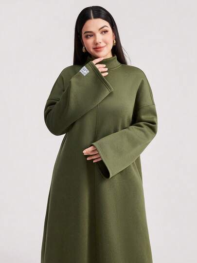 Veilorie 女士休闲宽松纯色舒适长袖卫衣连衣裙