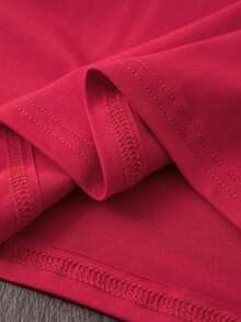Camiseta casual mujer diseño navideño cuello redondo manga corta - Rojo - Ver 4