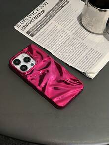 1 件装 3D 亮面单色波浪纹手机壳，兼容 16/15/14/13/12/11 Pro Max Plus，奢华闪亮防震保护套，纤薄贴合，日常使用礼品 - 玫紅色 - 查看 7