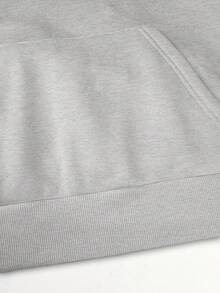 Resyla Plus Size Women Slogan Print Drop Shoulder Long Sleeve Pocket Casual Loose Drawstring Sweatshirt Fall - Grey - View 4