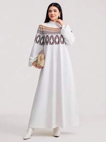 Veilorie 女士几何印花休闲长袖长款卫衣 - 彩色 - 查看 1