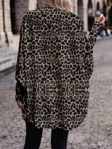 SHEIN Frenchy Casual Women's Leopard Print Pattern Thin Long Sleeve Jacket Winter - Multicolor - View 2