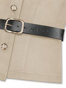 Franclia Women's Wool Blend Ruffle Collar Long Sleeve Short Overcoat, Winter - Apricot - View 3