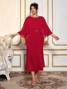 Cravure 女士优雅精致的秋季大码连衣裙采用编织工艺