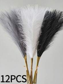 12/24pcs Faux Pampas Grass Artificial Reeds Large Tall Fluffy Artificial Fake Flower Bulrush Reed Grass Artificial Plants Boho Decor For Wedding Party Decoration, Home Living Room Bedroom Decor, Vase Arrangement, DIY Photoshoot Props Gifts Birthday Graduation,Fall Decor,Autumn - Multicolor - View 10