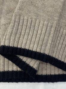 Franclia Women's Autumn/Winter New Arrival Cable Knit Twist Contrast Color Slim Elegant Casual Sweater Dress - Khaki - View 6
