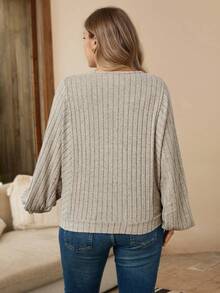 Rosumi Plus Size Women's Ribbed Long Sleeve Casual Loose Crew Neck Sweatshirt Winter Fall Autumn, Winter For Women, Christmas, Casual For Women