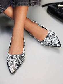 CUCCOO GRLICON Women's Fashion Snake Skin Pattern Flat Loafers, Y2K Punk Motorcycle Style - Multicolor - View 8