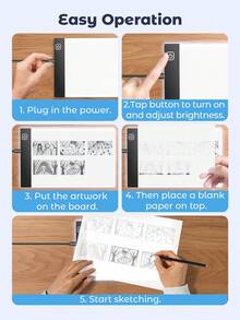 Teckwe 1 Set LED Drawing Board, 3-Level Adjustable Brightness, Drawing Tablet Pad, Light Box, Learning Education Aids - Multicolor - View 3