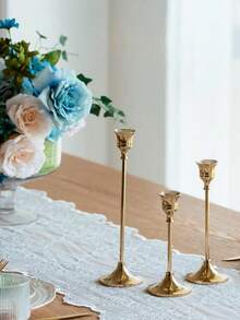 3 / 6 / 12 / 30 PCS Golden Vintage Elegant Wedding Candle Holders Cone Shape Table Centerpiece Decor European Romantic Celebration Home Room Anniversary Decoration - Multicolor - View 5
