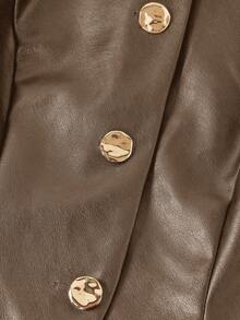 Ellevyn 女士秋季PU皮黑色摩托车夹克背心 - 棕色 - 查看 3