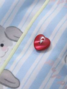 DAZY Tween Girl Striped Puppy Print Short Sleeve Pajama Set - Blue - View 5