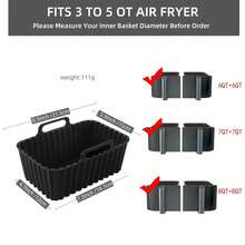 1pc Black Air Fryer Inner Liner Air Fryer Kitchen Air Fryer Liners Air Fryer Paper Airfryer Air Frier - Multicolor - View 2