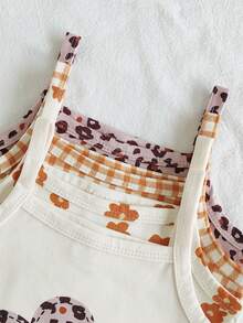 Vintaside Kids 4pcs/Set Baby Girl Summer Casual Bodysuit Outfit - Multicolor - View 3