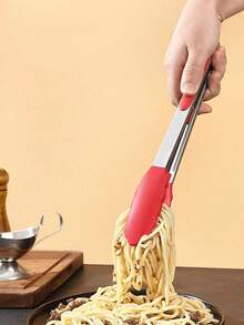 1PC Stainless Steel Tongs - Heat Resistant BBQ & Kitchen Utensil - Multicolor - View 3