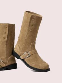 CUCCOO DOLLMOD Women's Retro Over-The-Knee Boots, Round Toe Slim Fit Tall Riding Boots - Apricot - View 2