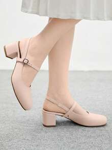 CUCCOO BIZCHIC Women's Square Toe Buckle Design Everyday Versatile Fashion High Heels For Christmas