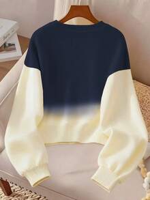 GlowEve 女士渐变色圆领宽松长袖卫衣 - 藏蓝色 - 查看 2