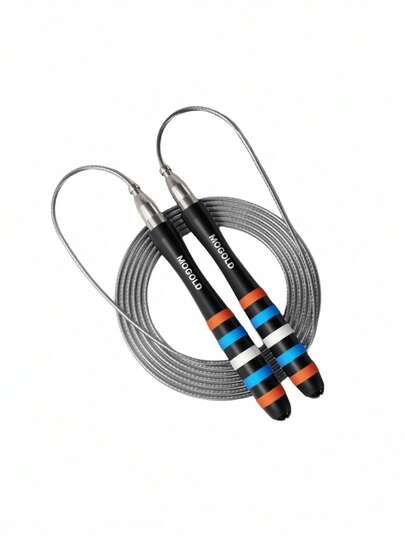Corda de Salto de Aço com Sistema de Rolamento Duplo, Alça de Liga de Alumínio, Comprimento Ajustável, Treinamento Profissional de Fitness, Perda de Peso, Exercício, Sem Design