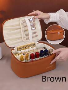 1 件装大容量 PU 防水便携旅行化妆包独特设计女士化妆品收纳包储物柜装饰梳妆台洗漱包桌面收纳包化妆包化妆袋旅行必备化妆品收纳包梳妆台配件 - 彩色 - 查看 17