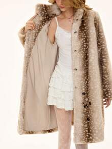 ROMWE Hippie 可爱小鹿仙子假日仿毛皮女式外套 - 彩色 - 查看 6