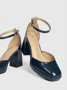 Sugerpunk Women's Mary Jane Wedding Shoes With Platform And Chunky Heel - Blue - View 5