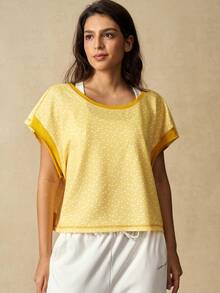 VARSIVA 女士爱心印花圆领蝙蝠袖露背运动T恤 - 彩色 - 查看 4