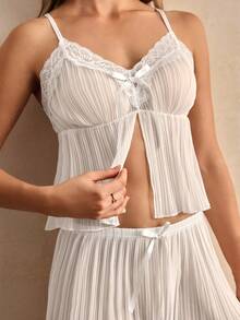 Charlaine Bộ đồ ngủ 2 món gồm áo hai dây và quần ngủ thường ngày cho nữ - trắng - Xem 7